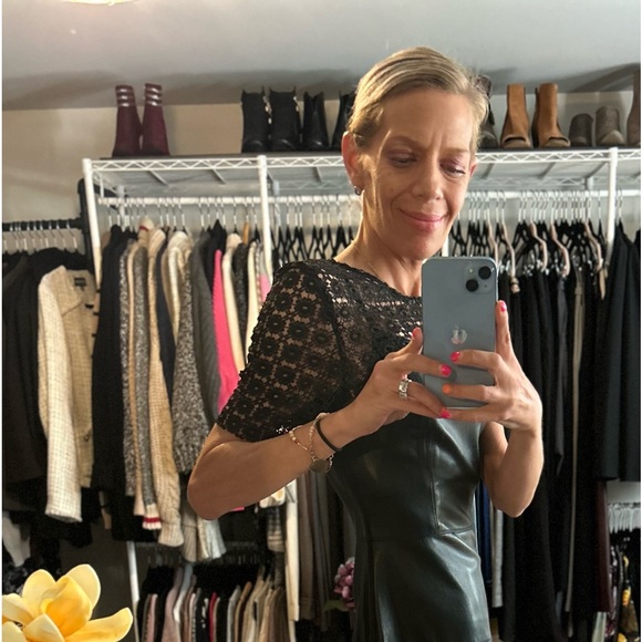 STUNNING , ZARA , black faux leather short dress size S - Picture 3 of 13